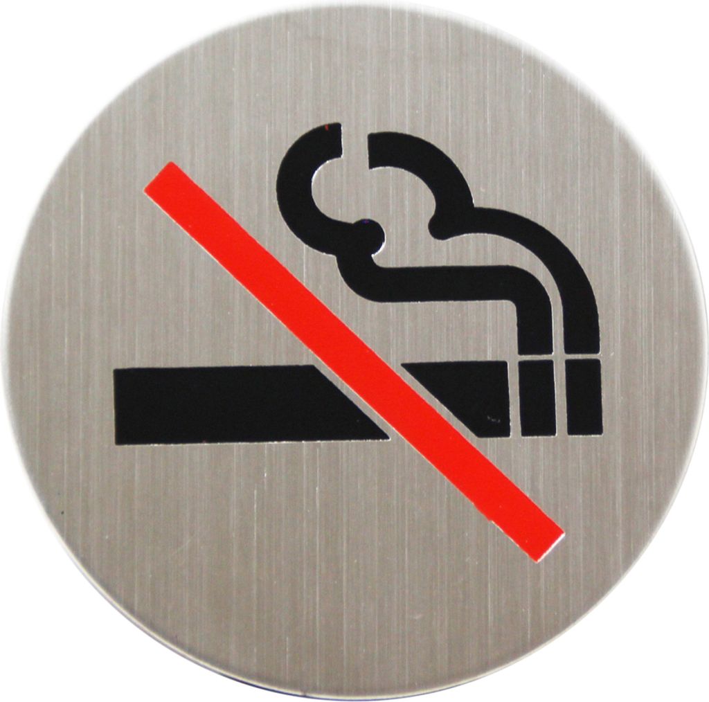 Edelstahl Türschild Nichtraucher 75 mm Hinweisschild Piktogramm