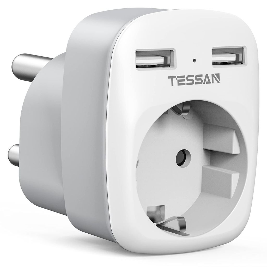 Adaptateur TESSAN pour l'Afrique du Sud, avec 2 ports USB, Image du produit 