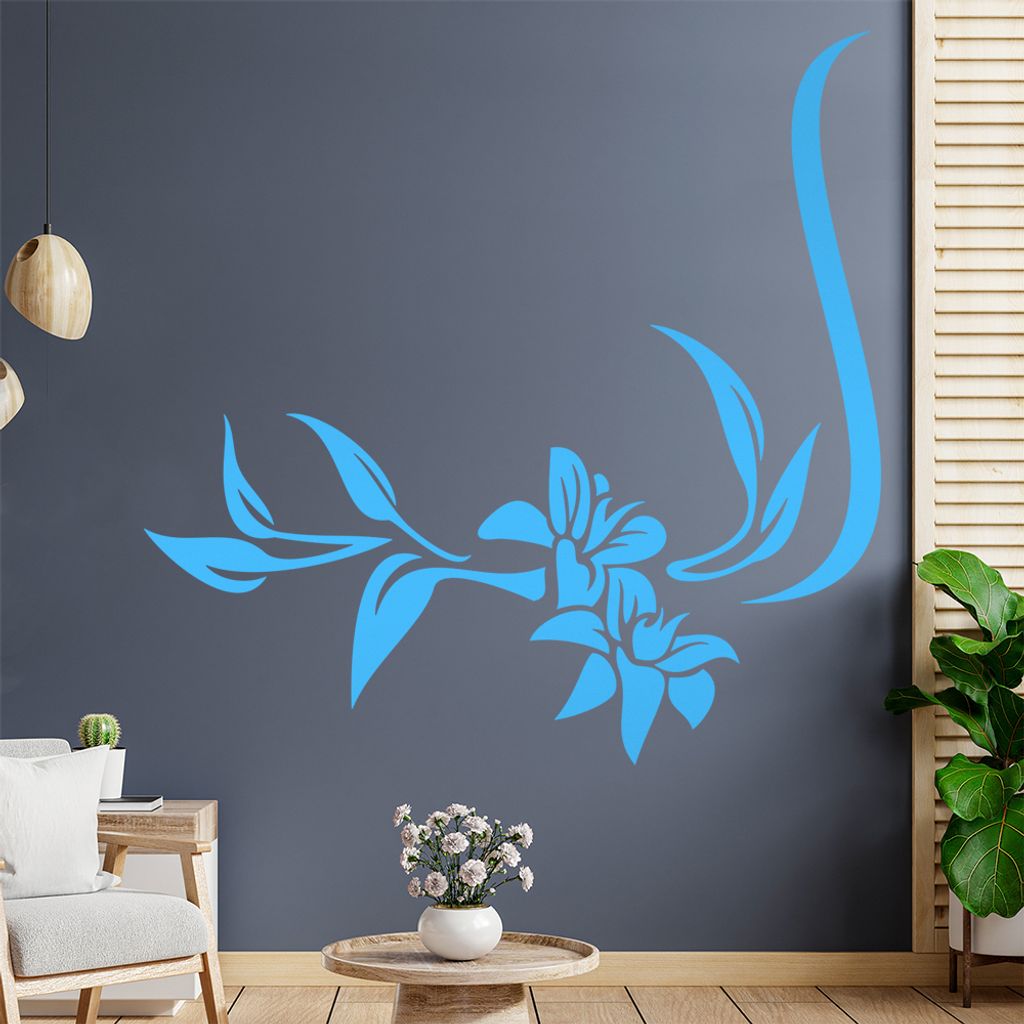 Blume - Linien Wandtattoo in 6 Größen - Wandaufkleber Wall Sticker - Dekoration, Küche, Wohnzimmer, Schlafzimmer, Badezimmer