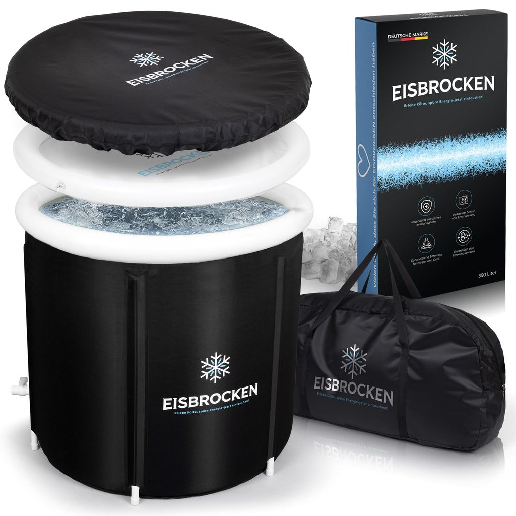 EISBROCKEN Eisbad Tonne 350L – Premium Kältebad mit 5-Schicht-Beschichtung - Robuste Eiswanne für Outdoor & Recovery - Immunsystem stärken & E...