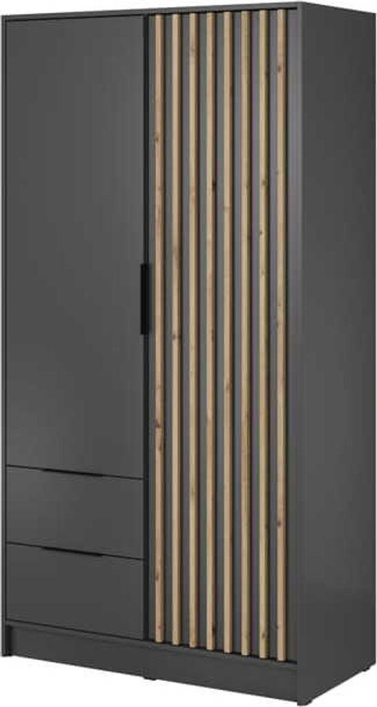 Kleiderschrank Nelly 2D Schubladen 105cm graphit