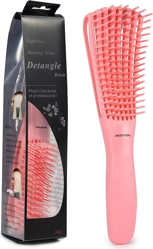 Brosse démêlante rouge ergonomique pour cheveux afro 3a à 4c humide