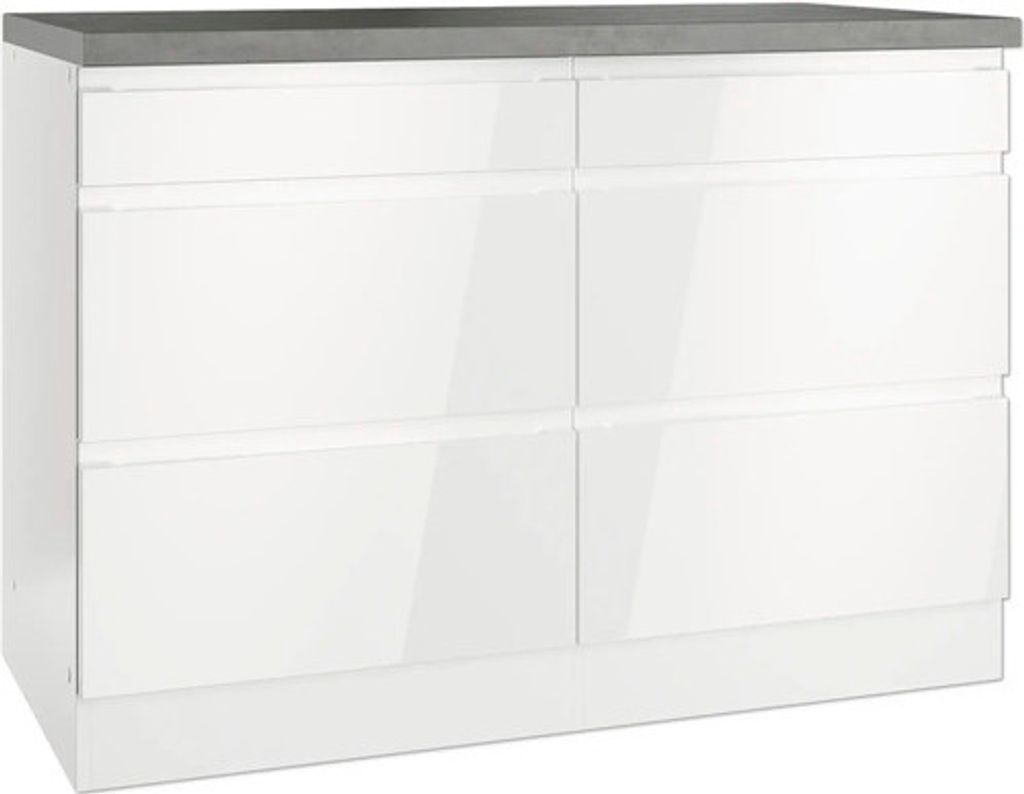 Held Möbel Auszugunterschrank Kiel BxTxH 120 x 60 x 86 cm weiß hochglanz zerlegt 465.1.6340