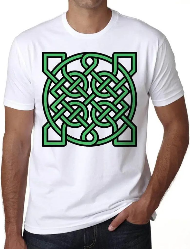 Herren Grafik T-Shirt Keltischer Knoten im Quadrat grün – Celtic Knot In Square Green – Öko-Verantwortlich Vintage Jahrgang Kurzarm Lustige D...