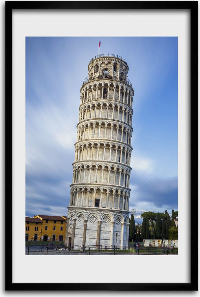Bild - Bilderrahmen - 40 cm x 60 cm - MDF - Rahmen - Wandkunst - Der schiefe Turm von Pisa