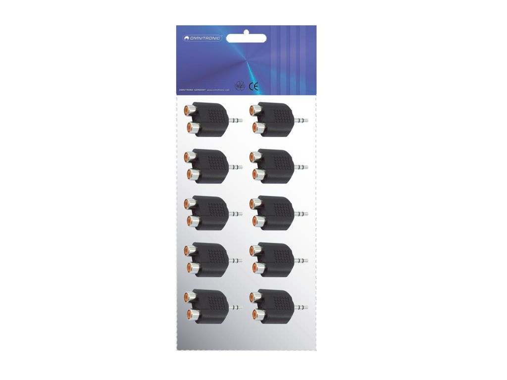 OMNITRONIC Adapter 2xCinch(F)/3,5 Klinke stereo 10x (30226298)