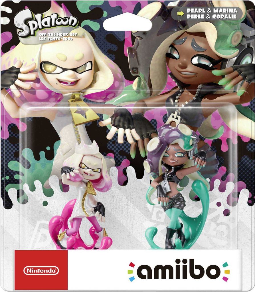 A product packaging for amiibo figures of Pearl and Marina from Splatoon.