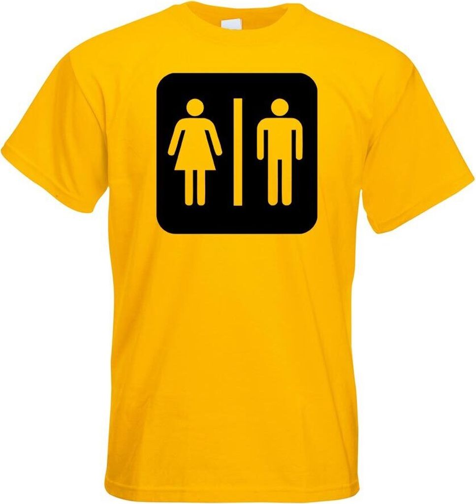 Kiwistar - T-Shirt - gelb - WC Toilette Piktogramme Herren Funshirt Bedruckt Design Sprüche Spruch Motive - mit Motiv Bedruckt - Funshirt Design -...