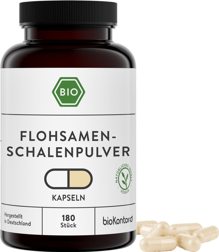 Flohsamenschalen KapselnI 180 vegane Kapseln - 700 mg indische Fohsamenschalen