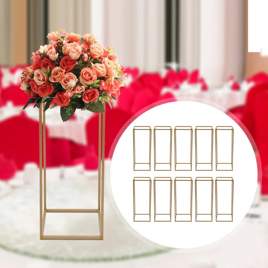 Set 10 Portafiori Oro 80cm - Supporto Geometrico Metallo Matrimoni