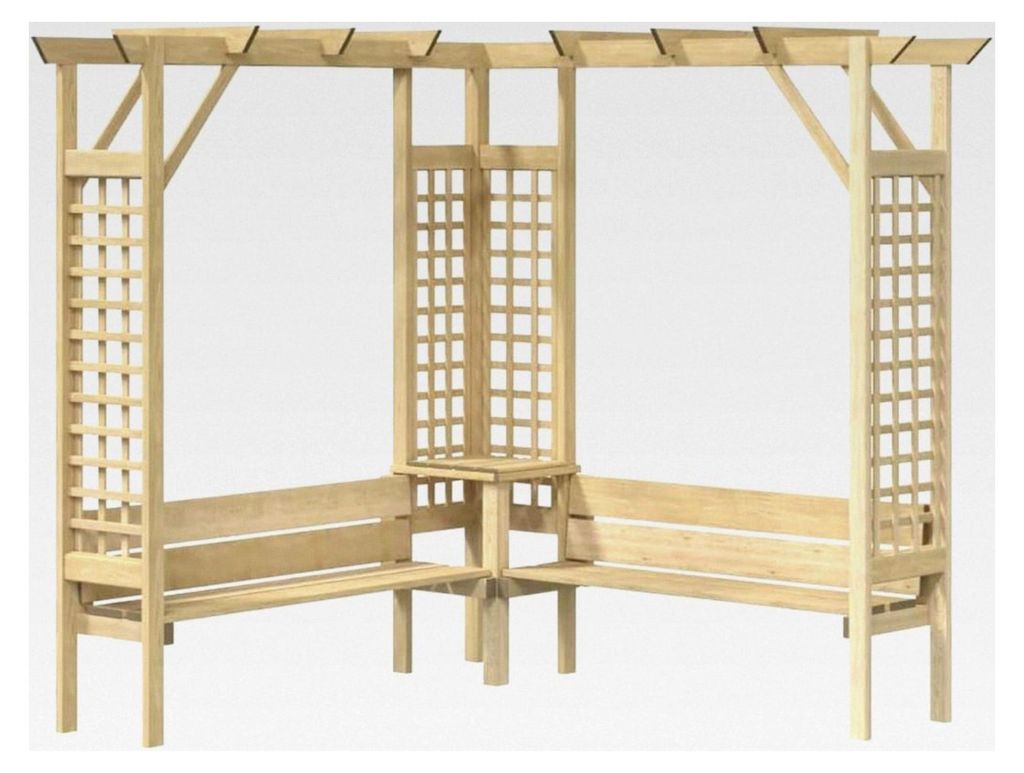Eckpergola mit Bank aus Kiefernholz, imprägniert