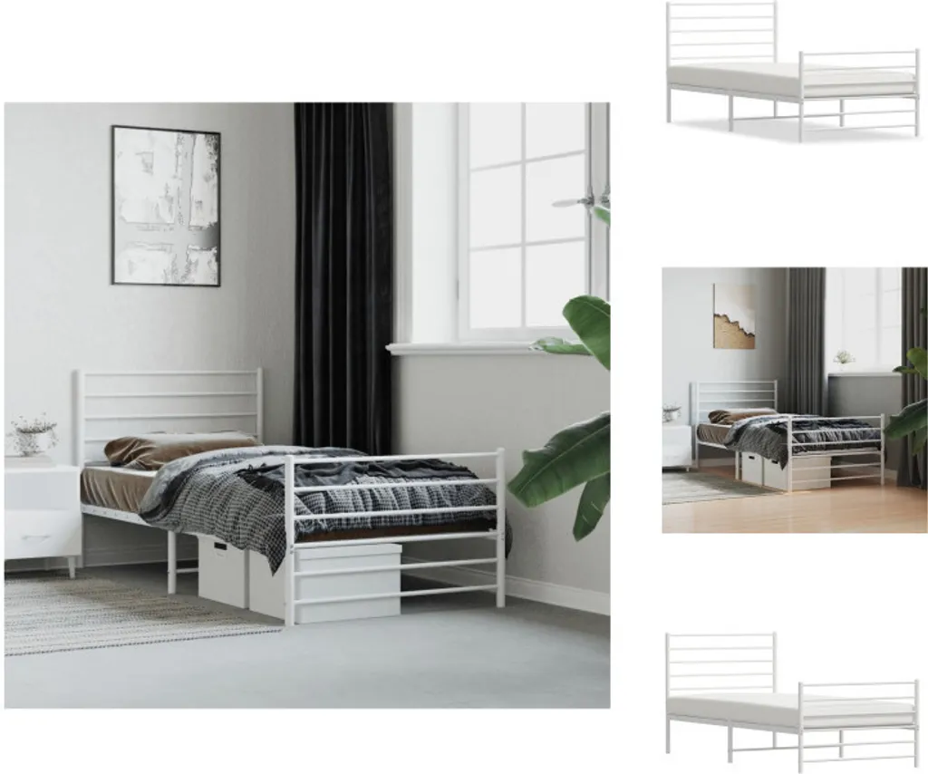 Lit simple en métal blanc 90x190 cm avec sommier intégré pour adulte
