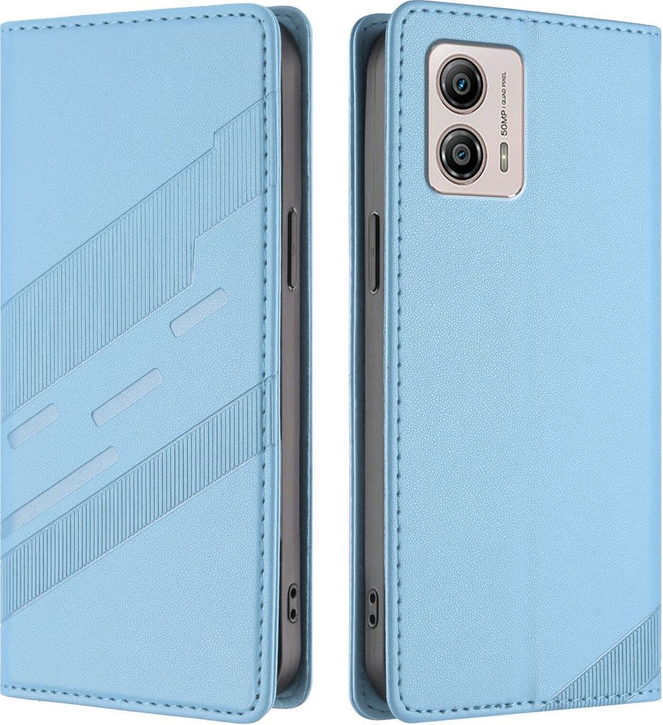 Hülle für Motorola Moto G53/Moto G13, Kunstleder Brieftaschen Handyhülle mit Kartenfach und Standfunktion Hellblau
