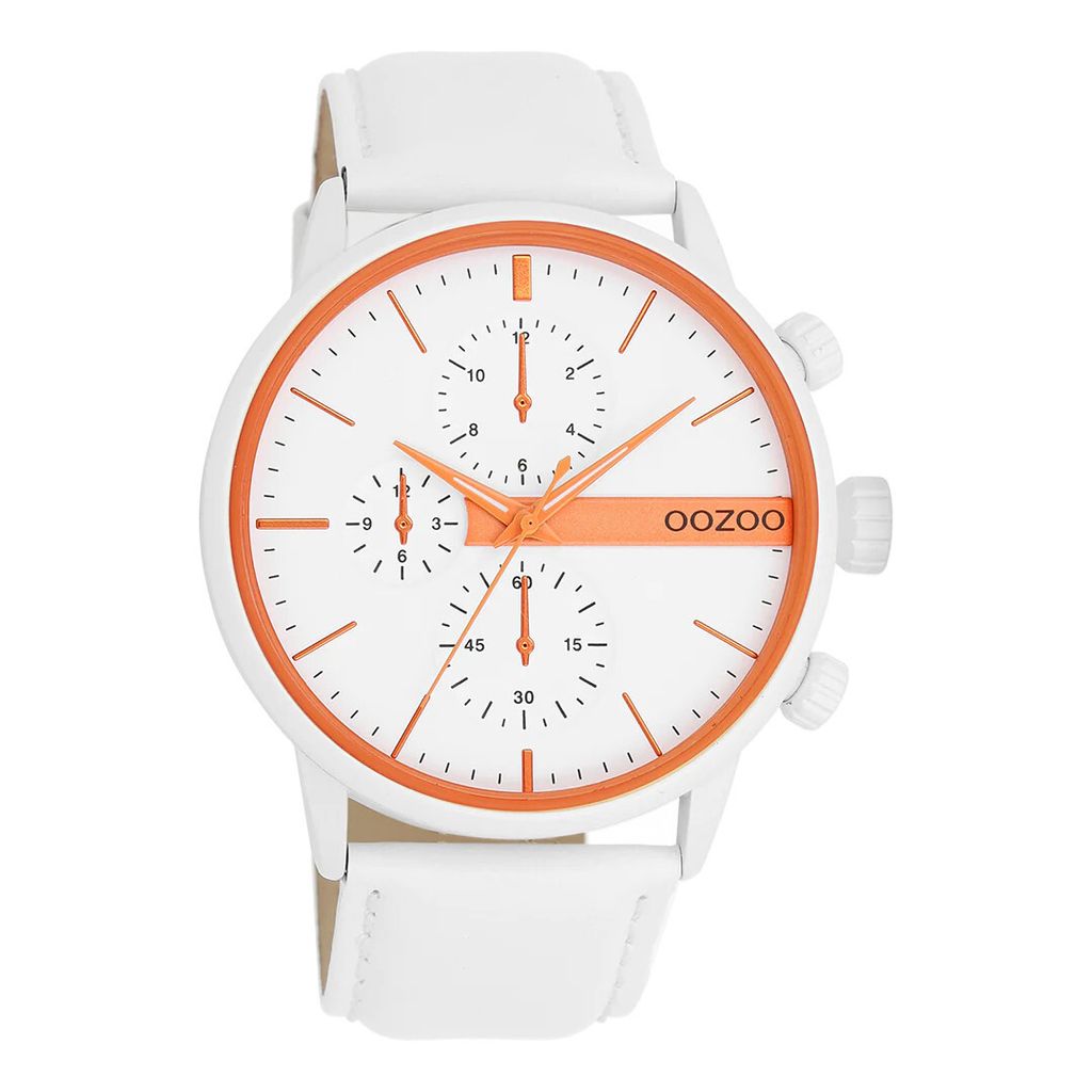 Oozoo Armbanduhr weiß Leder Timepieces Herren Analog-Quarzuhr UOC11314