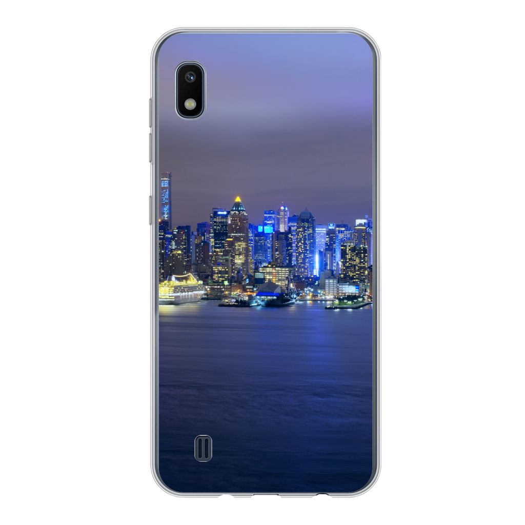 MuchoWow Handyhülle Schutzhülle Hülle für Samsung Galaxy A10 New York - Skyline - Nacht Silikon Softcase Handy Hülle - Schutzhülle
