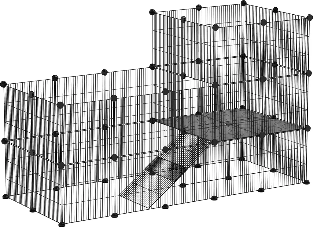 Cage rongeur spacieuse modulable enclos métal anti-évasion DIY Noir