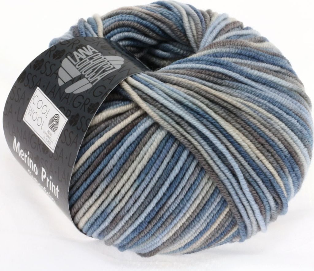Lana Grossa - Cool Wool Print 0763 hellblau grège graubraun Produktbild 