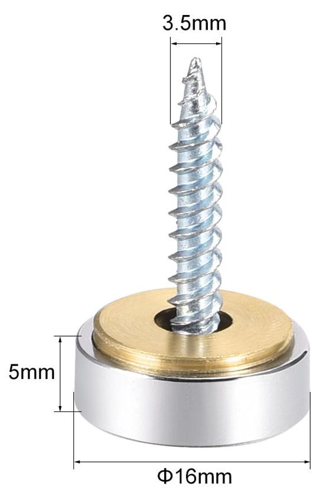 8Stk Spiegel Schrauben Dekorative Kappen Abdeckung N?gel Edelstahl Poliert 16 mm