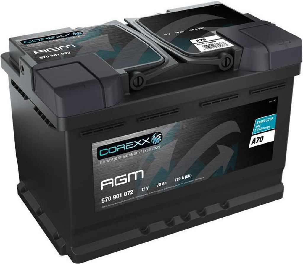 COREXX Starterbatterie "AGM" Für Fahrzeu "AGM A70"