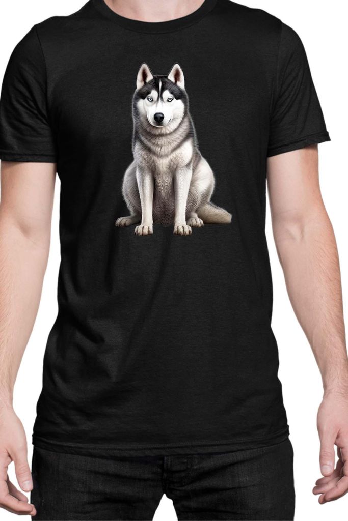 Herren T-Shirt Dogs Breeds Siberian Husky Dog Breed 006, Man 2XL / Schwarz