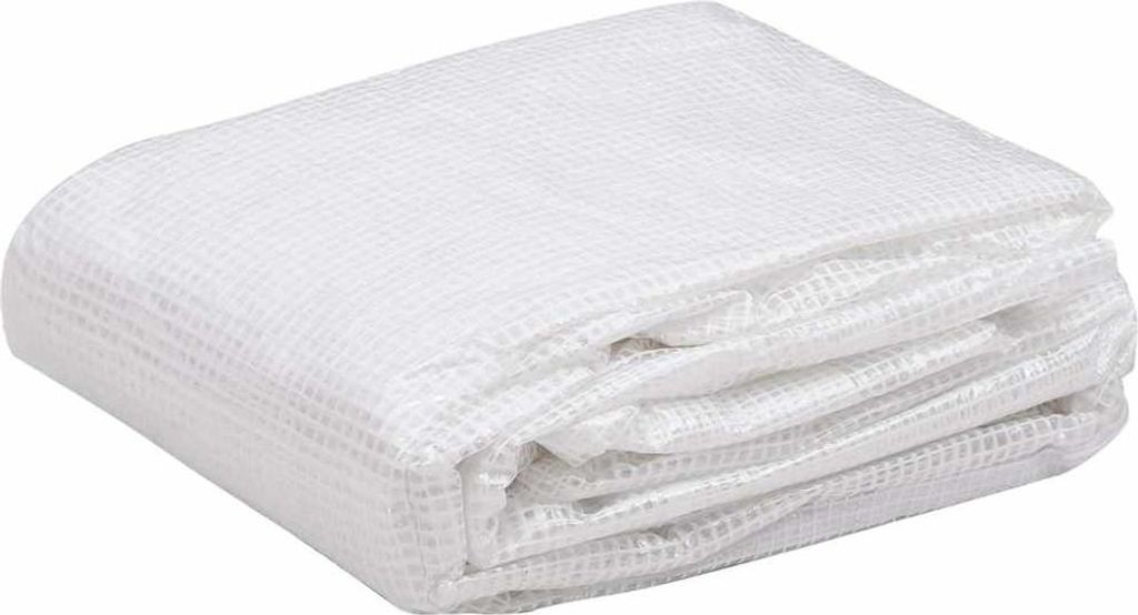 A folded white tarp or cover is shown on a white background.