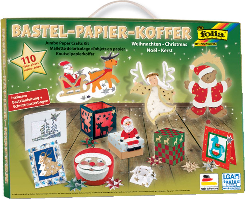 folia Bastelpapier-Koffer "Weihnachten", 110-teilig Image du produit 