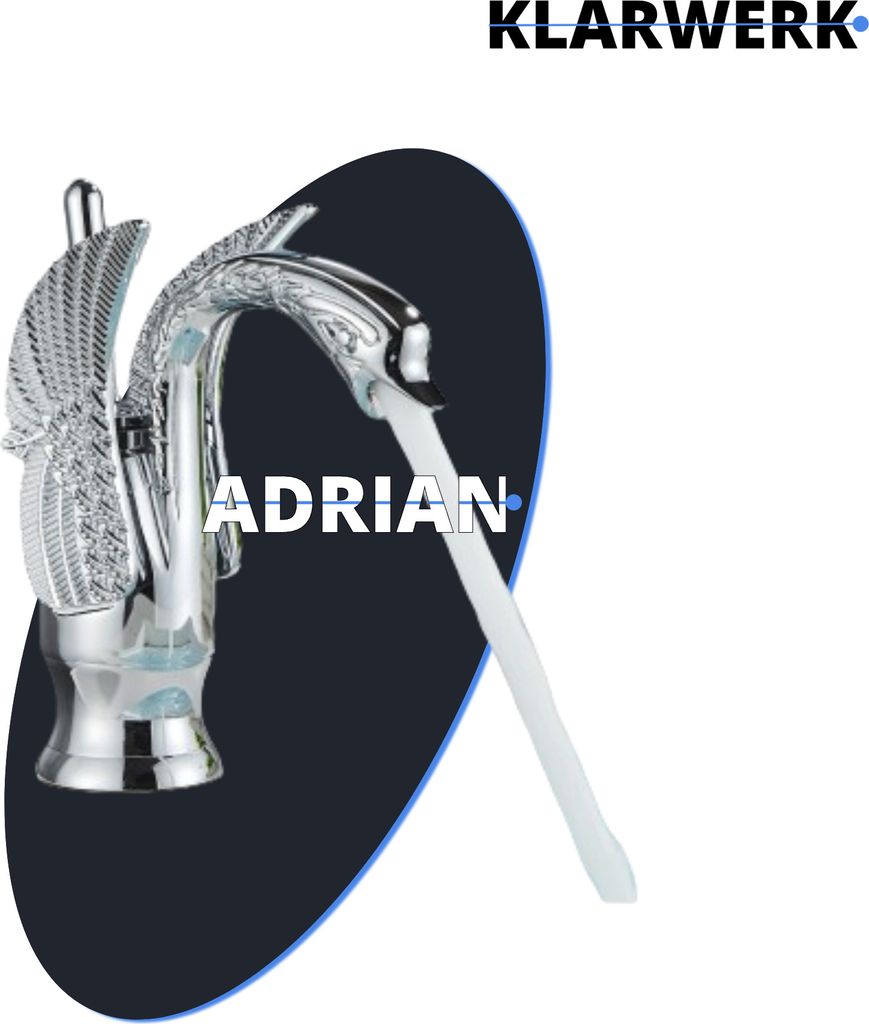 ADRIAN | Design Edelstahl Badarmatur in Schwan Optik | Chrom glänzend Waschtischarmatur Hotel Gastronomie | Mischbatterie Bad 2 Anschlüsse