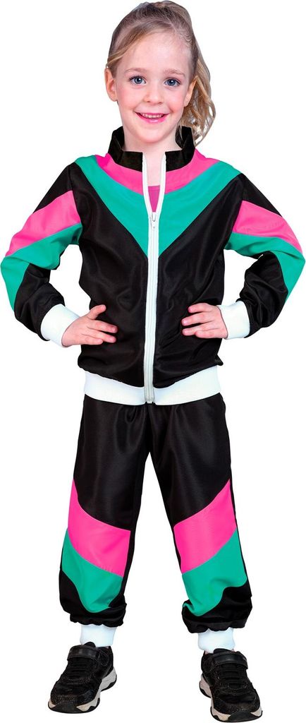 80 er Jahre Trainingsanzug  Kinder - Jogginganzug - Schwarz Produktbild 