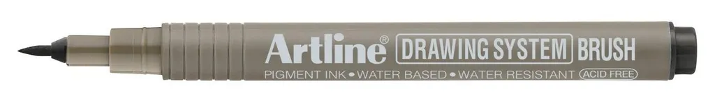 Feutre Pinceau Technique Artline Noir avec Encre Pigmentée - Lot de 12