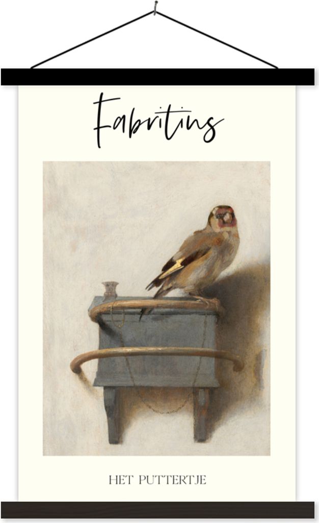 MuchoWow Textilposter Alte Meister - Der Stieglitz - Carel Fabritius 40x60 cm mit schwarzem Rahmen - Wanddekorationen