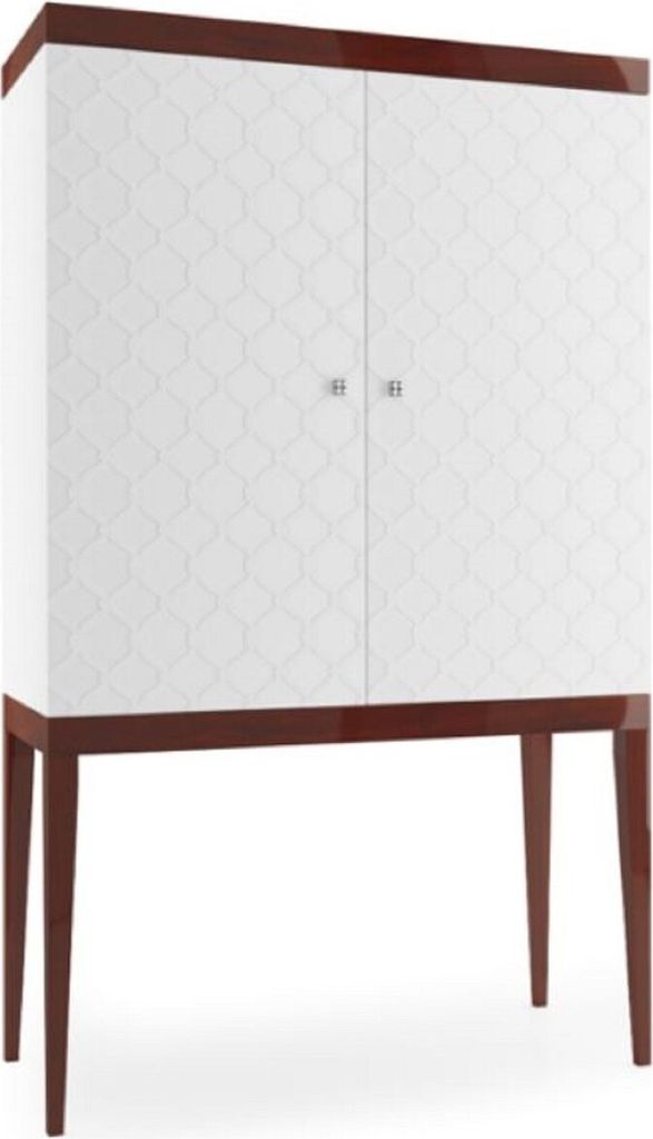 Casa Padrino Luxus Barschrank mit 2 Türen Weiß / Hochglanz Braun 111,2 x 45 x H. 185 cm - Luxus Kollektion