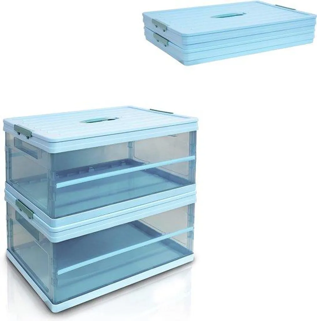Boîte de rangement transparente empilable en plastique - Lot de 3