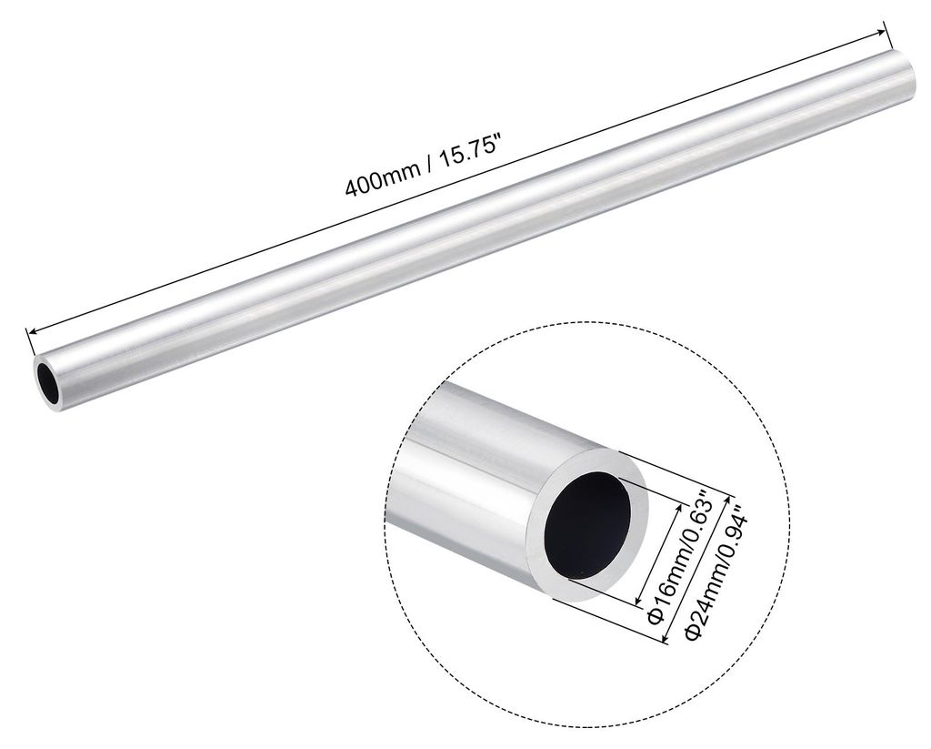 400mm Lange Alurohr 24mm Au?endurchmesser, 6063 Aluminium Rohr 16mm Innendurchmesser, Nahtlose Gerade Rundrohr Aluprofil Rohre fš¹r Industriebau ...