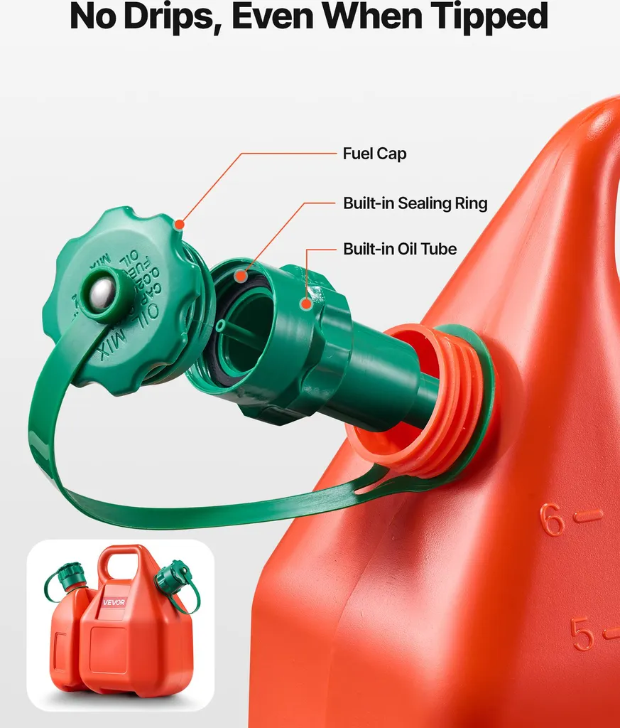 Bidon de carburant double compartiment 6L et 1,9L, débit rapide - 3