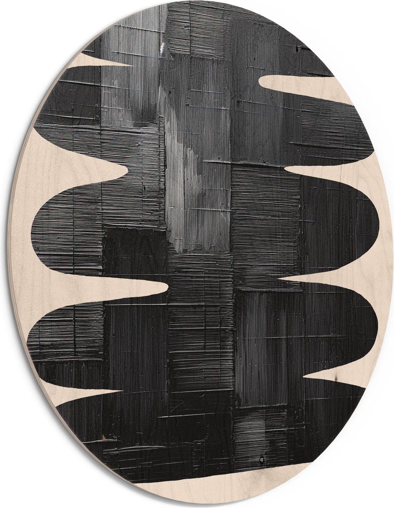 DEQORI Holzbild Ø 50 cm 'Taktile Form' Bild auf Holz Wandbild Kunstdruck nachhaltig