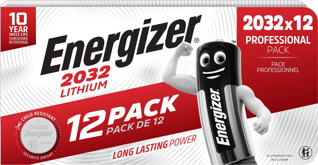 Energizer Knopfzelle CR2032 E303693100 Lithium 12St.