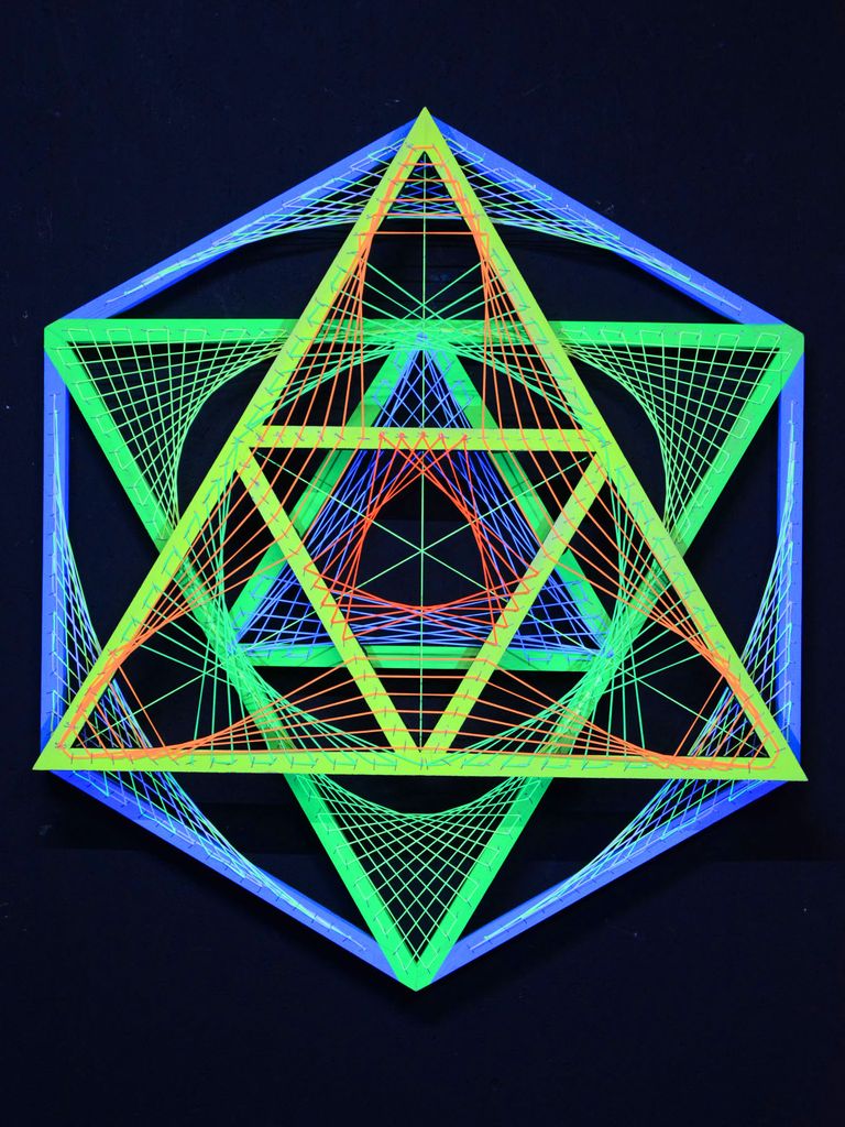PSYWORK Schwarzlicht 3D StringArt Sechseck "Neon Soul Produktbild 