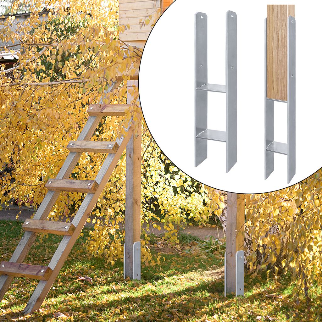 NAIZY Pfostenträger H-Anker 91x600mm Riegelsberger in feuerverzinkter Ausführung Bodenhülse Pfostenanker Pfostenschuh