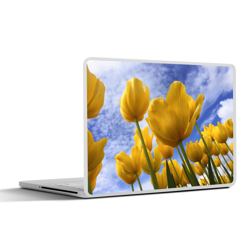 MuchoWow Laptop Aufkleber Sticker Cover Blumen - Wolken - Gelb 25x18 cm - Laptop-Deko
