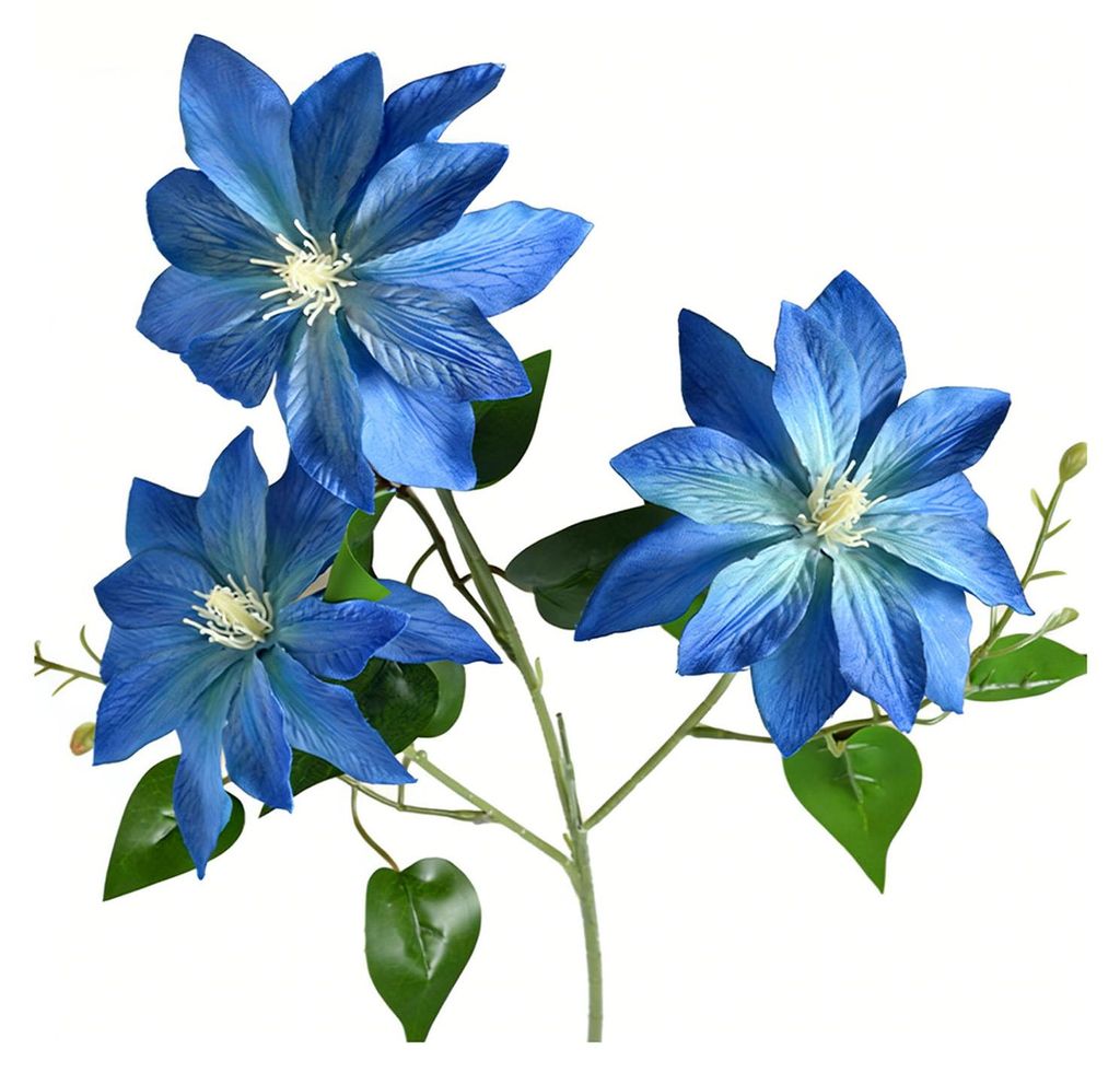 Künstliche Clematisblume, 70 cm langer Stiel, künstliche Seidenblumenzweige mit 3 Blütenköpfen, für Vase, Innenbereich, Tischdekoration, Blume...