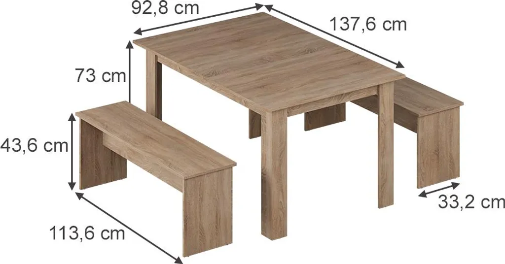 Ensemble table à manger bois et bancs assortis pour salle à manger - 2