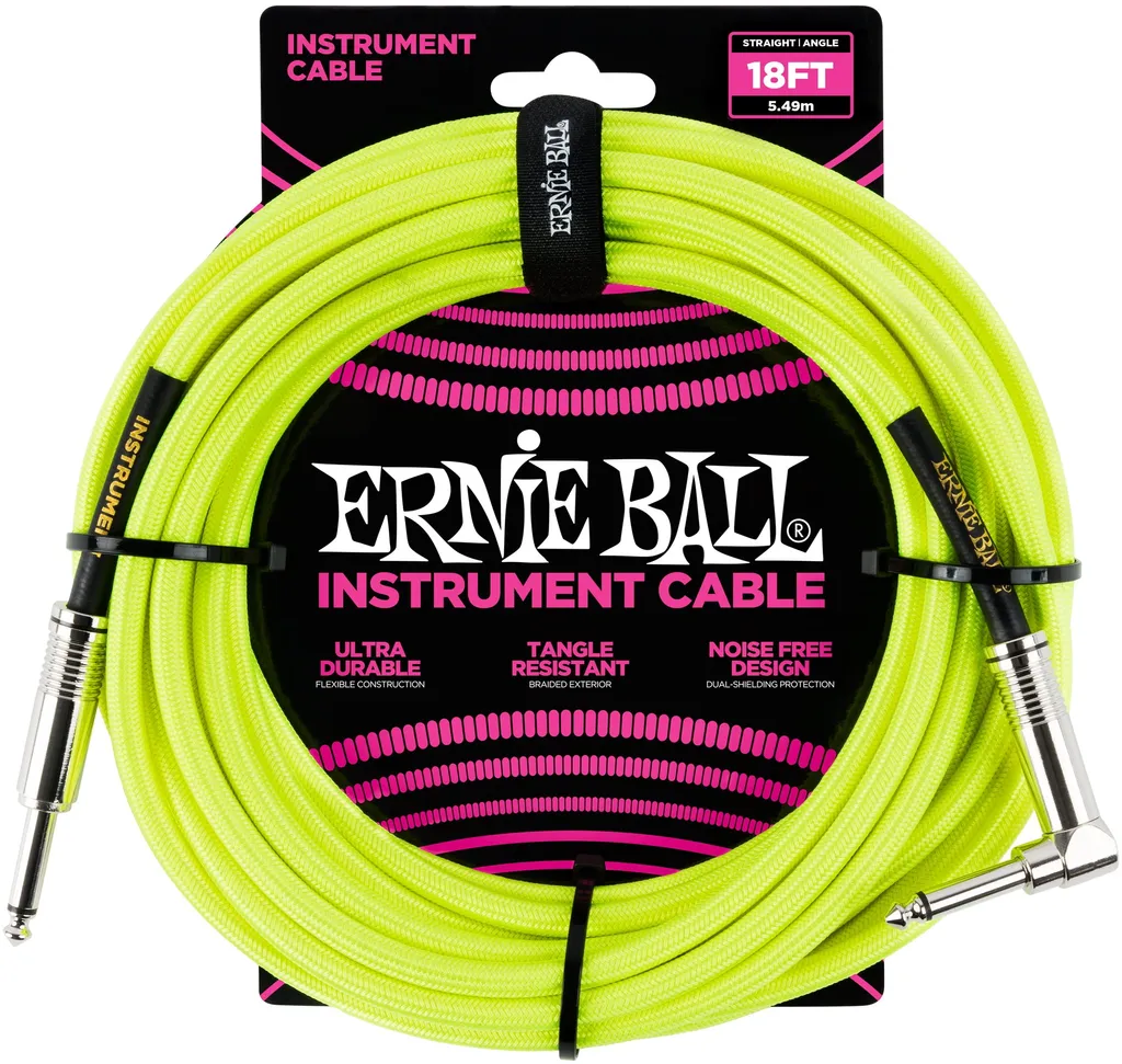 Câble Instrument Ernie Ball 6m (EB6085) - Gaine PVC Noir Haute Qualité