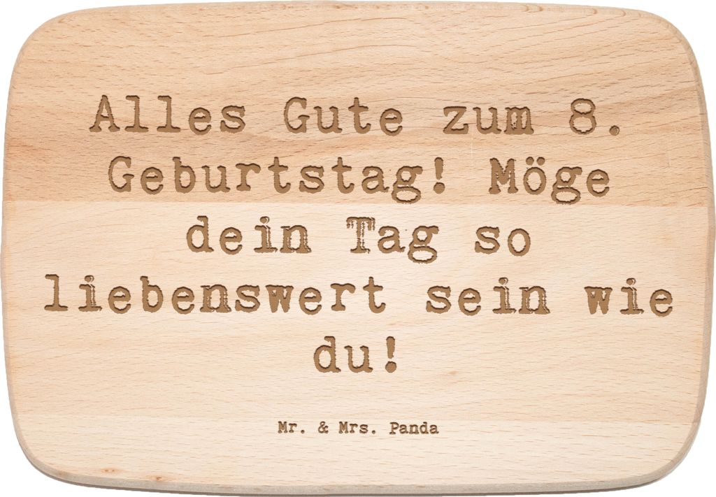 Mr. & Mrs. Panda Schneidebrett Spruch 8. Geburtstag - Transparent - Geschenk, Happy Birthday, magischer Moment, herzlichen Glückwunsch, Meilenstei...