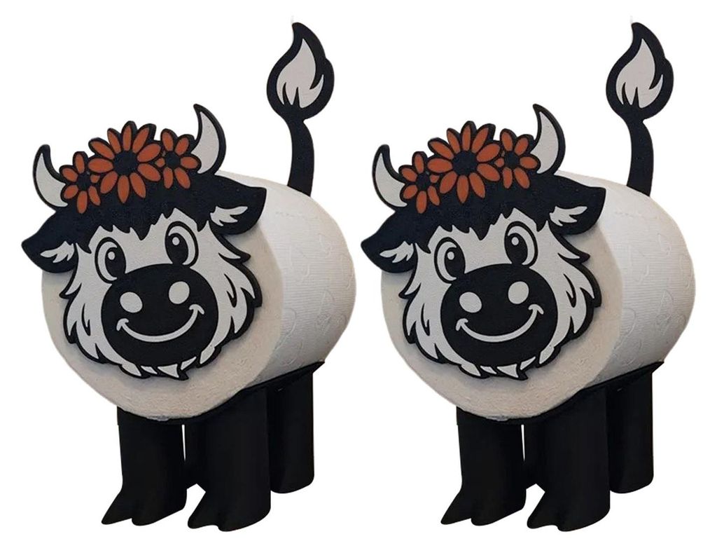1/2 Stück Kuhförmiger Toilettenpapierhalter, großes Fassungsvermögen, Landhausstil, keine Montage erforderlich, Serviettenhalter, Badezimmerdek...