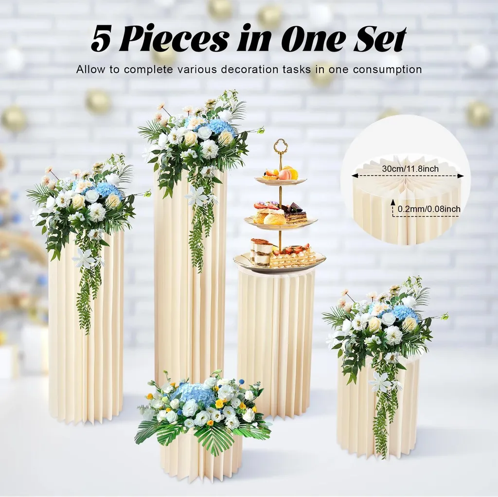 Support de décoration léger et stable : 5 Colonnes Pliables Blanches M - 9