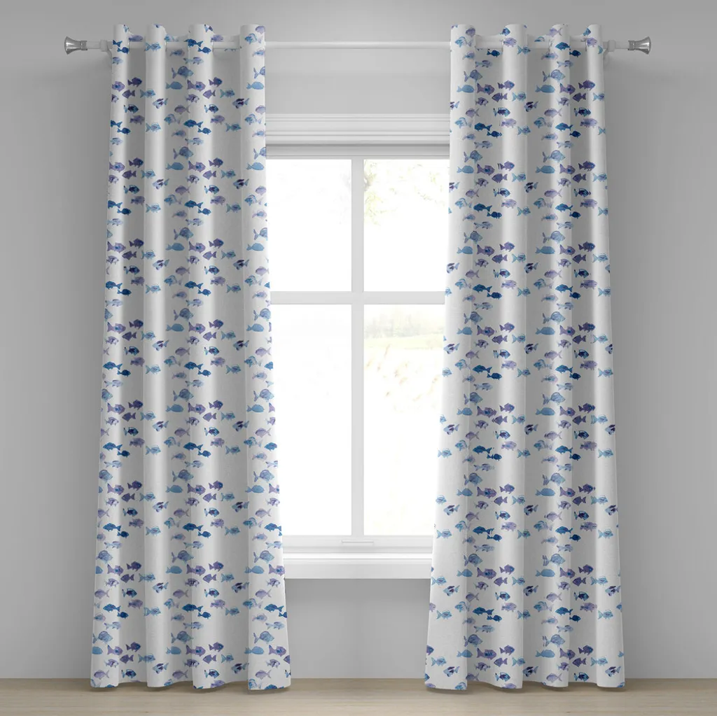 Rideaux thème marin pour chambre enfant et salle de bain 280x175 bleu