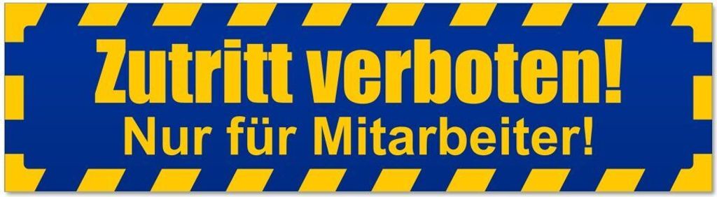 Kiwistar - Autoaufkleber - Blau - 20 x 5,3 cm - Zutritt verboten Mitarbeiter gestreift - Hinweis Aufkleber Sticker für Auto, Kfz, Fahrrad, PKW, LKW