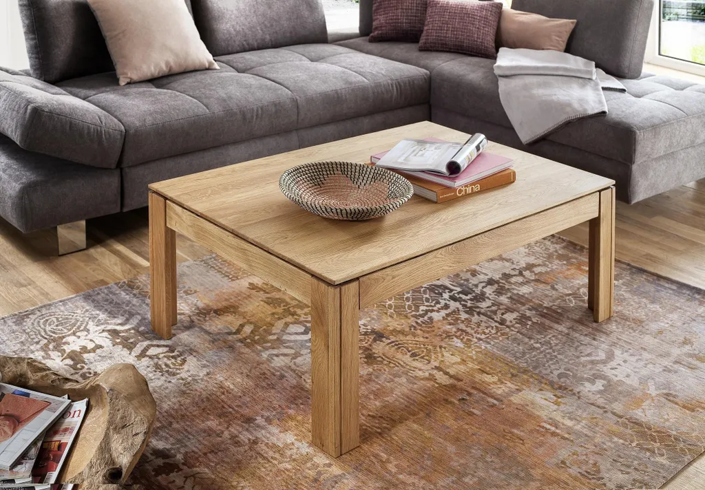 Table basse en chêne massif Bianco 115x75 cm huilé - Modèle Oslo