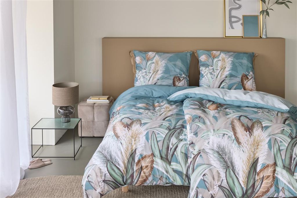 Beddinghouse Mako-Satin-Bettwäsche-Garnitur Liese Farbe Blue Größe 155x220+80x80