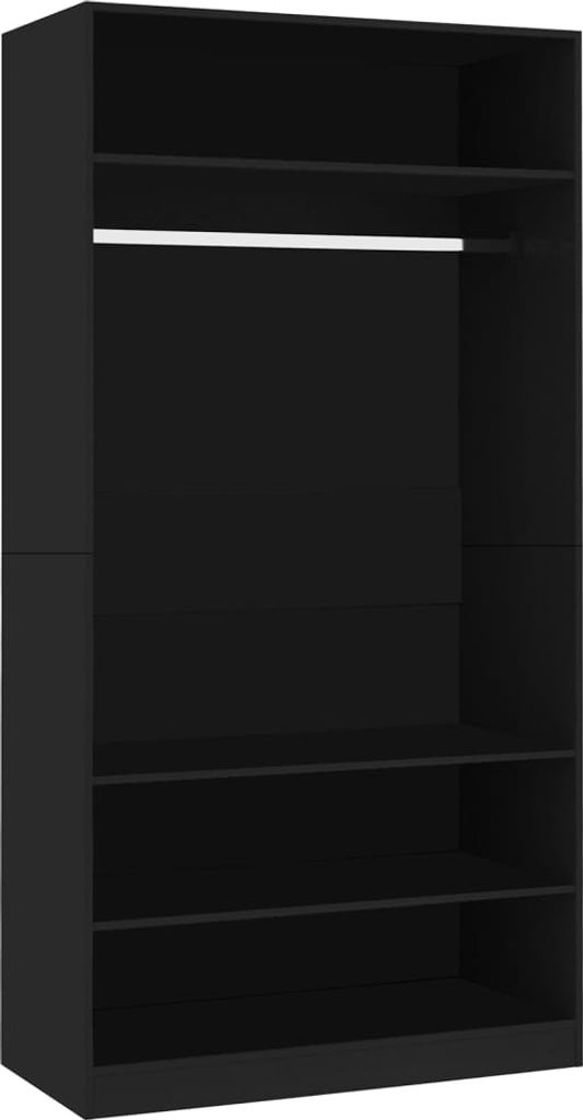 vidaXL Kleiderschrank Schwarz 100x50x200 cm Holzwerkstoff Produktbild 4